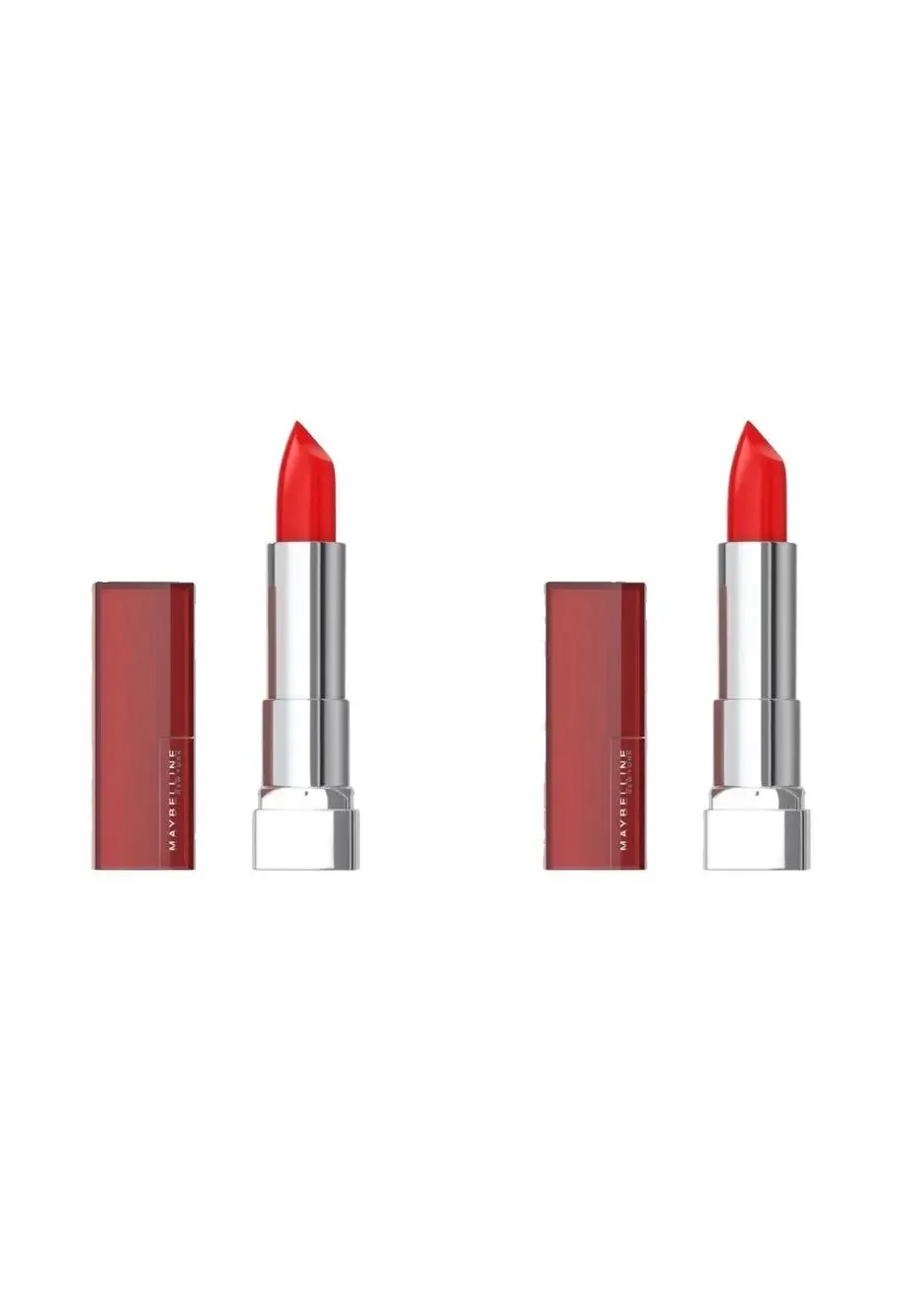Pack of 2 Maybelline Color Sensational Lipstick 895 On Fire Red Cream New